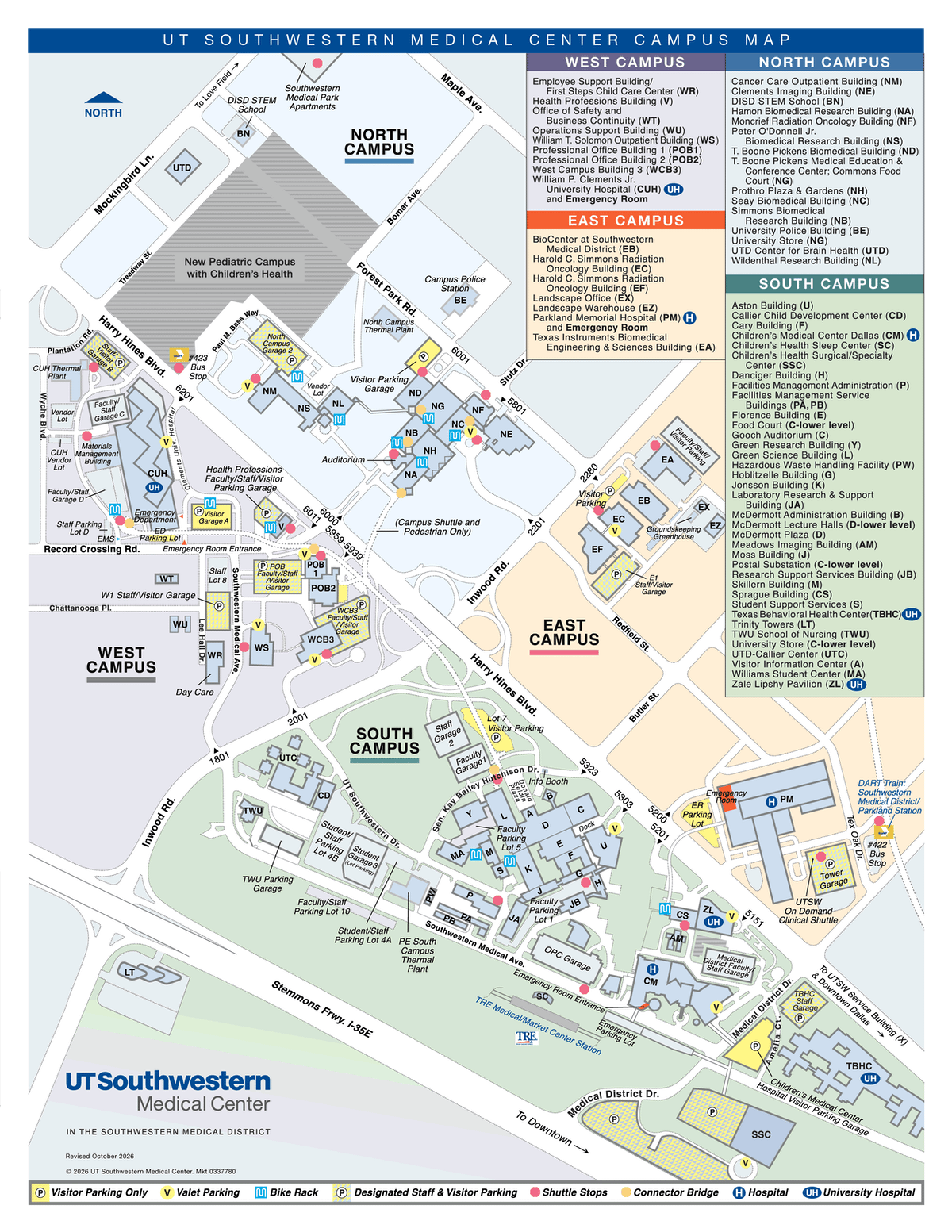 map of the UT Southwestern campus