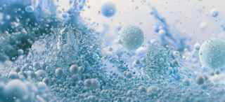Blue molecules graphic