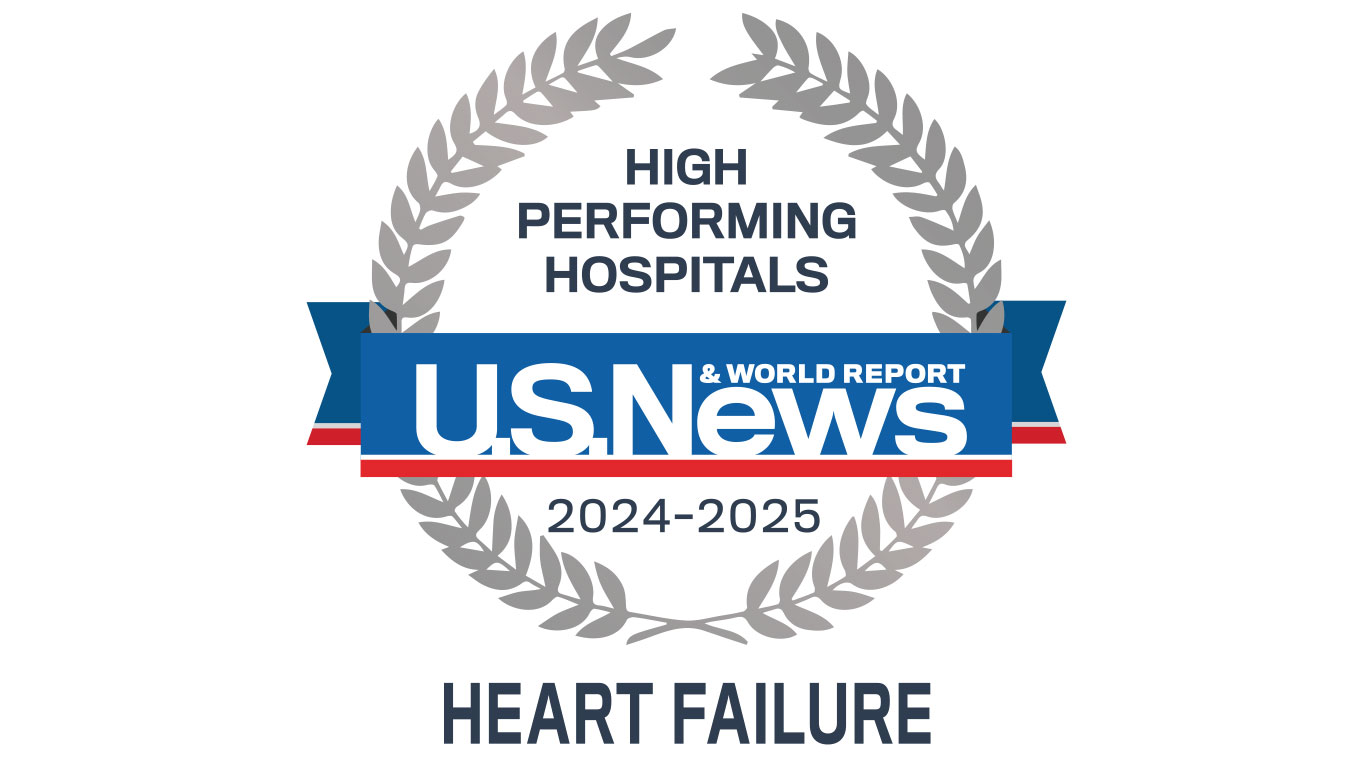 High Performing recognition for treatment of heart failure from U.S. News & World Report