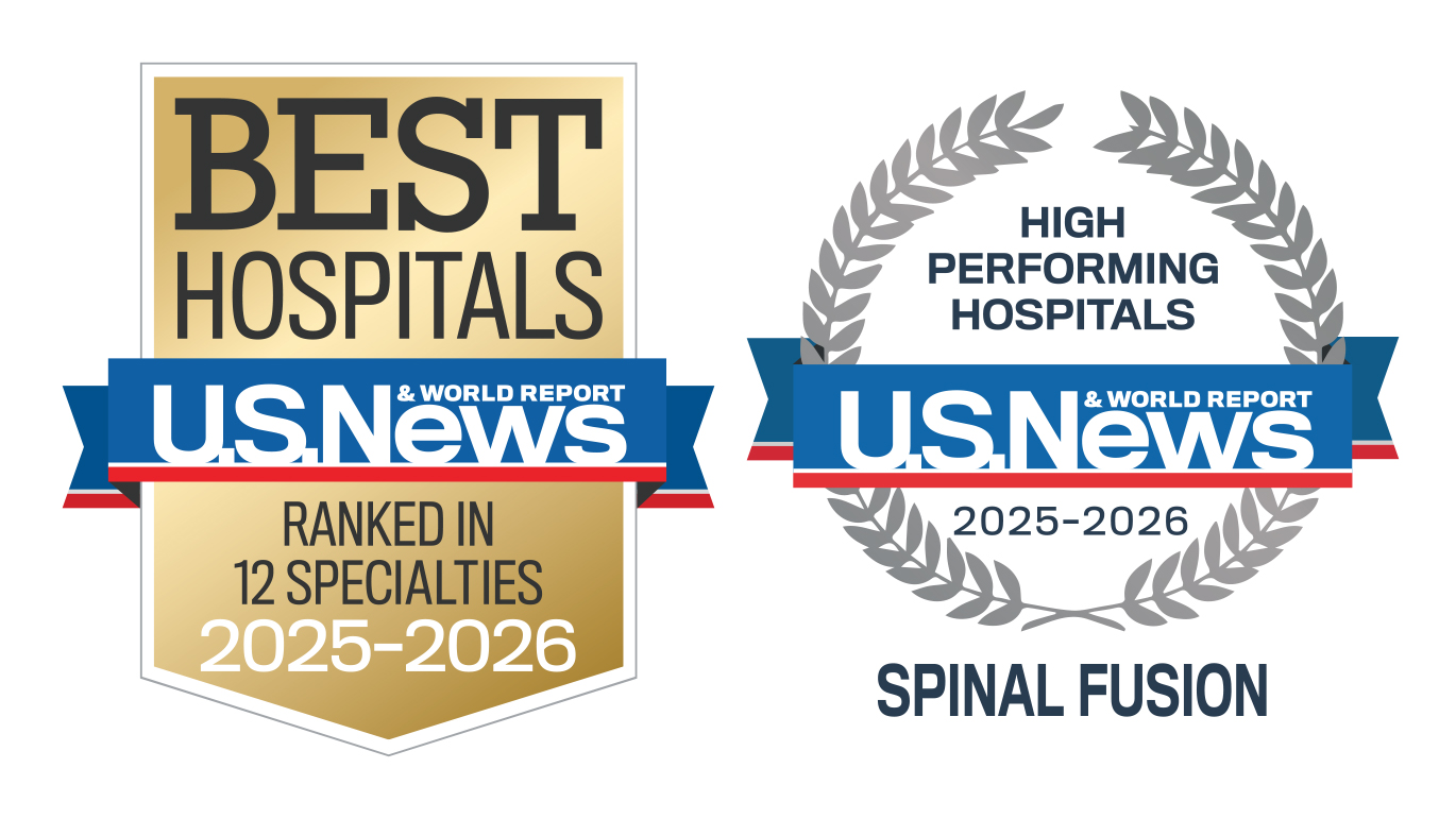 U.S. News & World Report ranked in 12 specialties and high performing hospital for spinal fusion