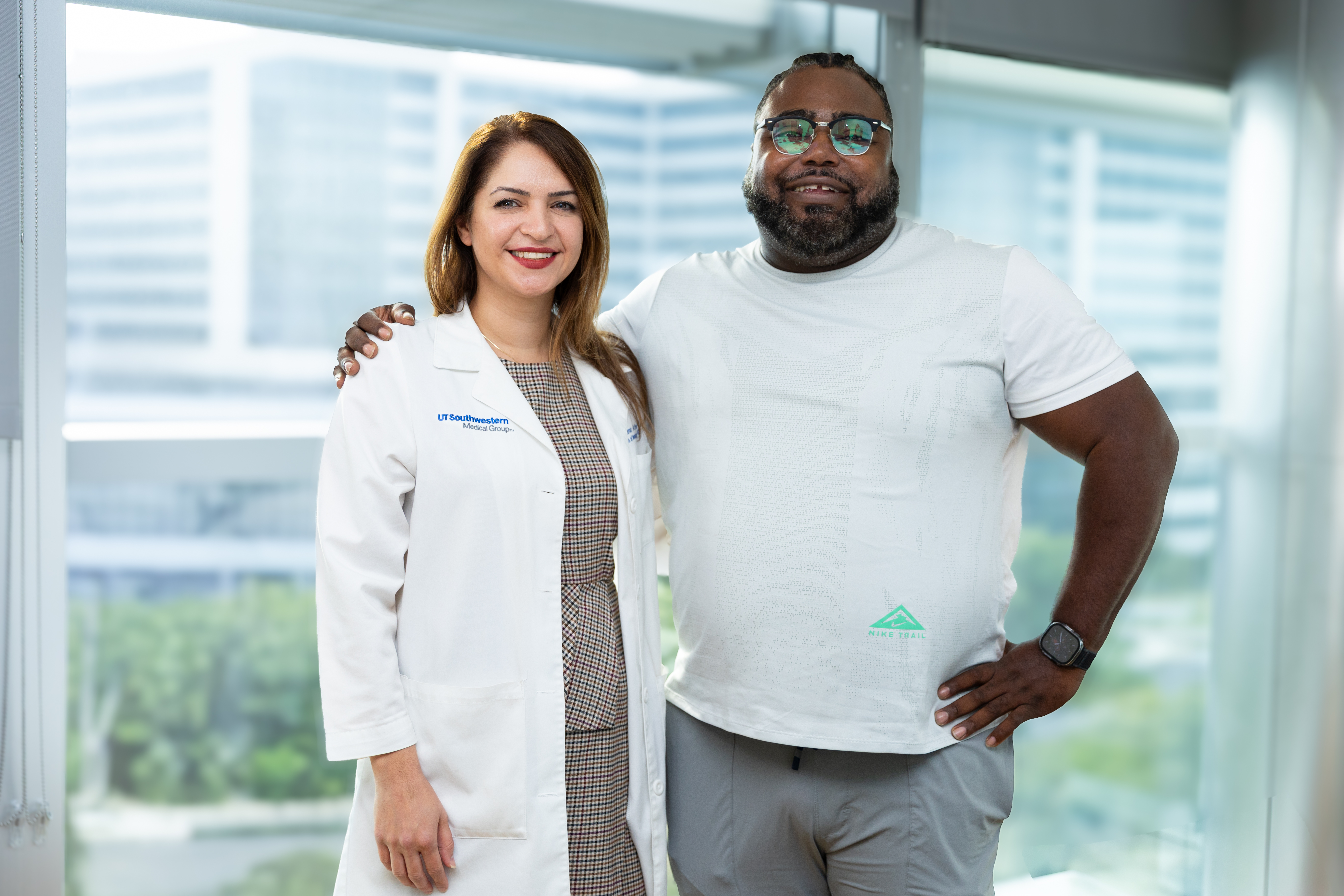 Dr. Aimaz Afrough and patient Clinton Adger