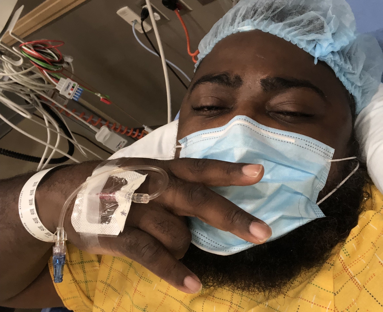 Patient Clinton Adger in hospital