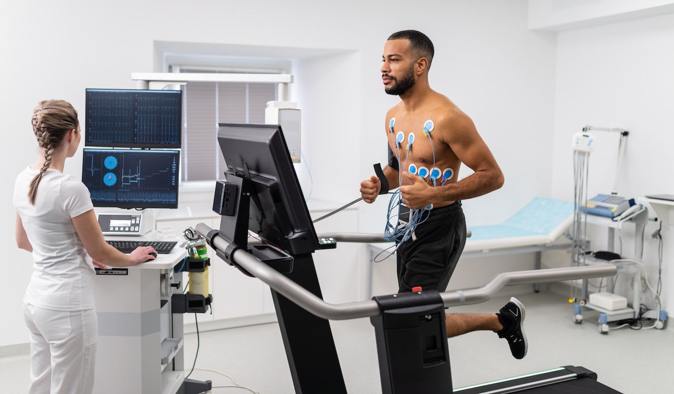 person on treadmill during a stress test