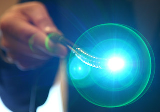 Light coming off an endoscopy probe.