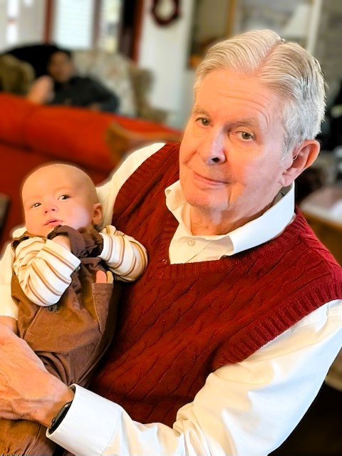 Dick Nash with his great-grandson Liam at six weeks old
