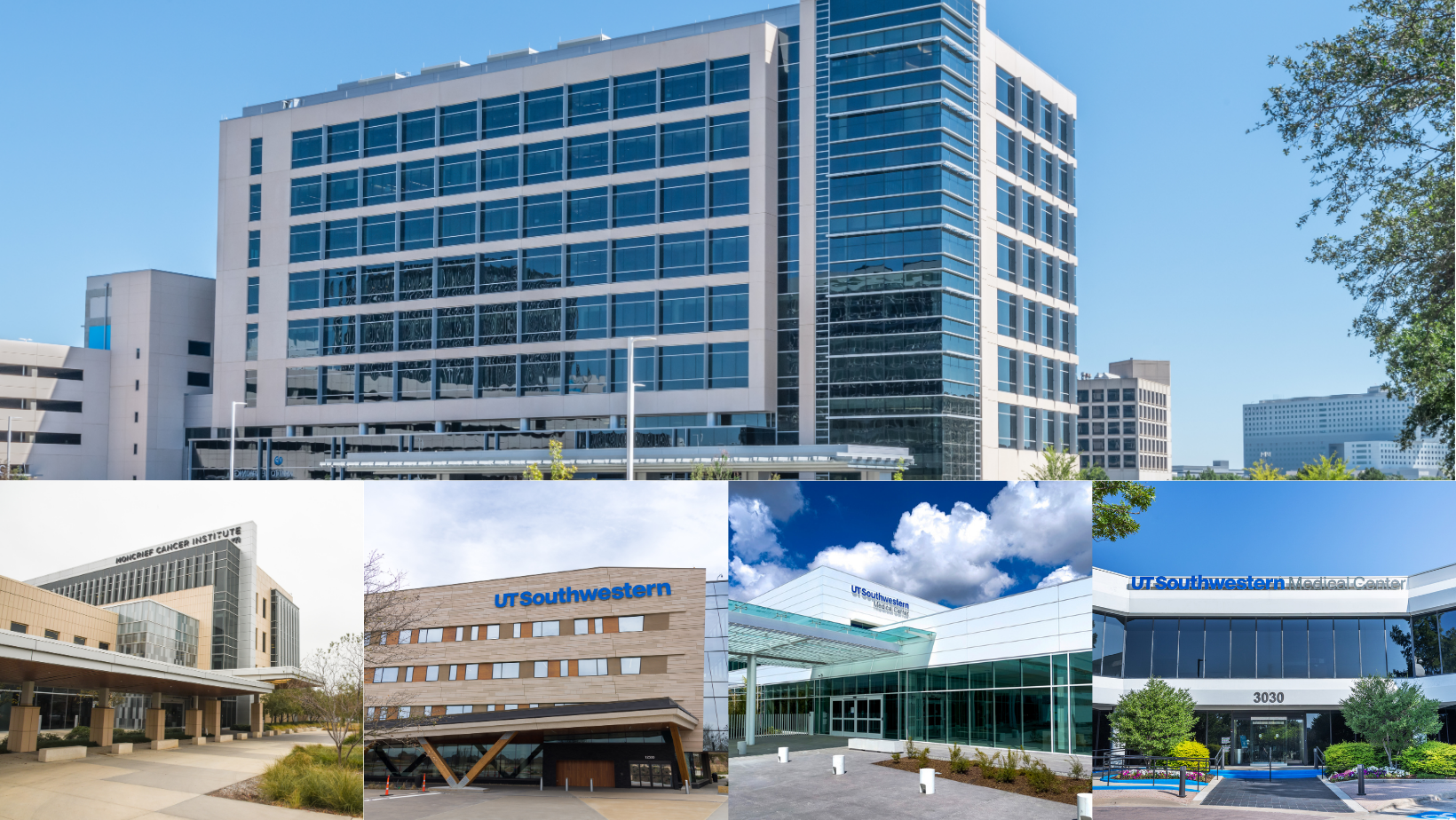 5-grid collage of the buildings