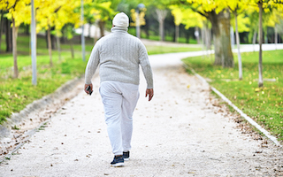 Person walking in the park