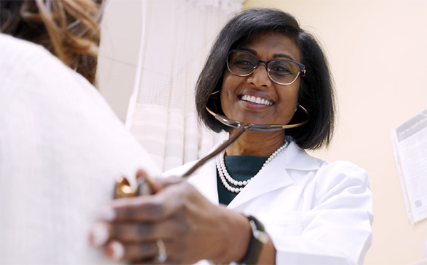 Dr. Jayanthi Lea with patient