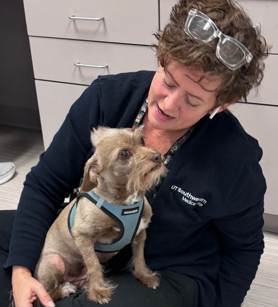 Ginger the dog after treatment at VROC