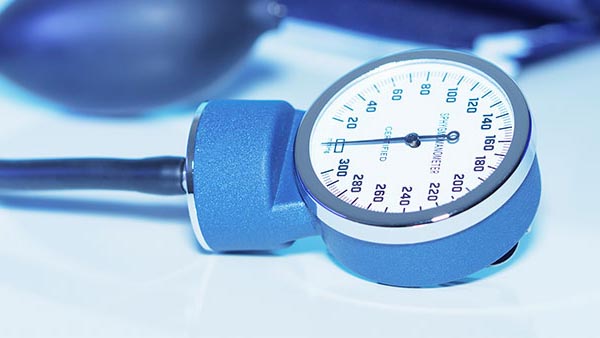 Close-up of a sphygmomanometer, a device used for measuring blood pressure