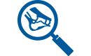 magnifying glass showing an ankle bone