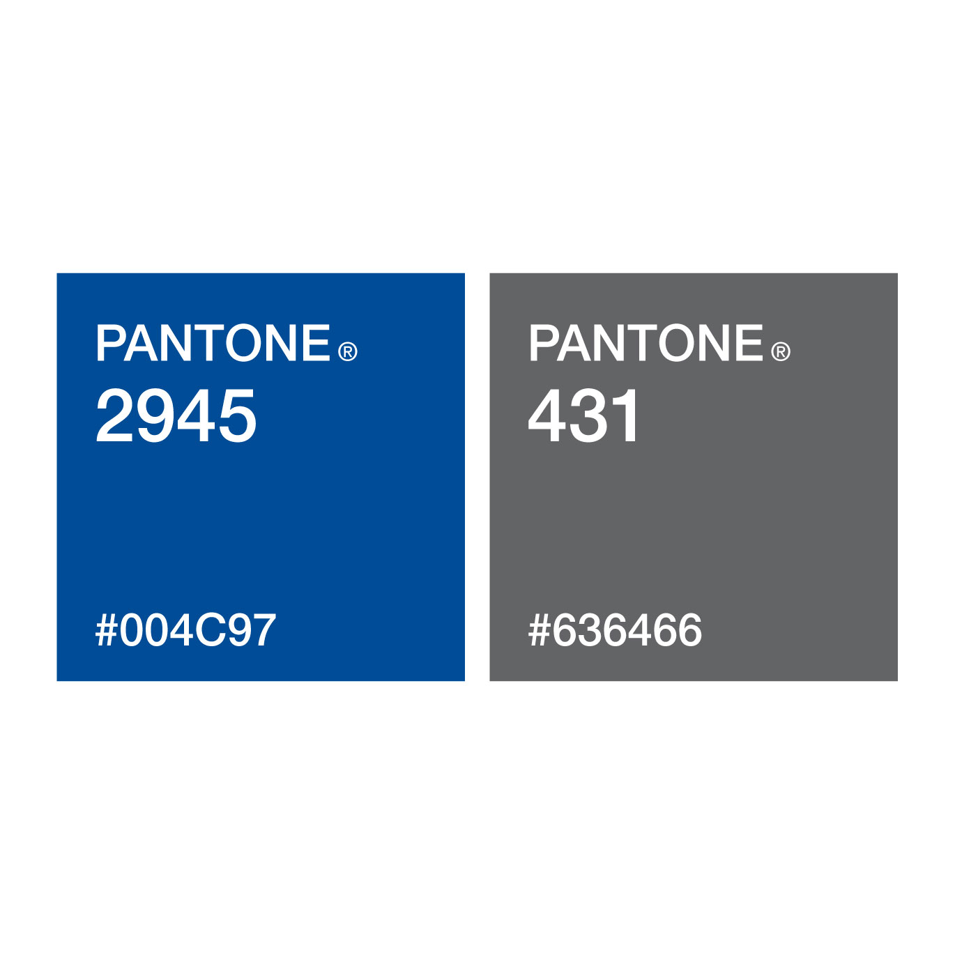 Two main UTSW colors, blue and gray, and their Pantone values