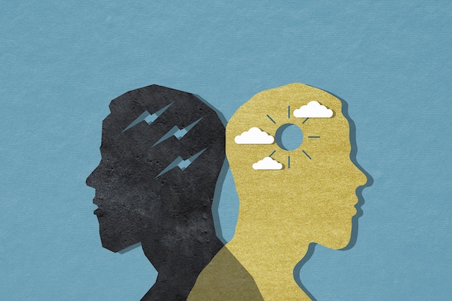 Two versions of the same man in opposite states of mind