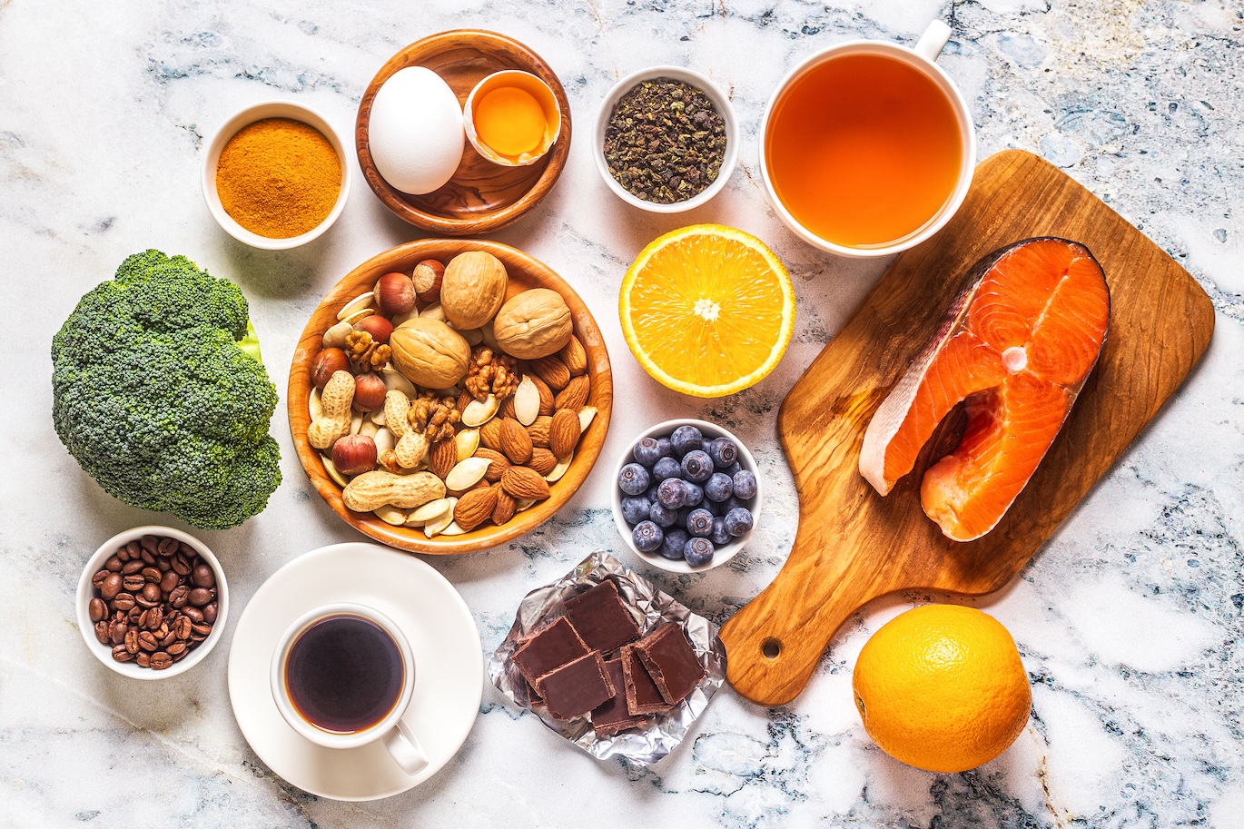 nutritious food on a marble table