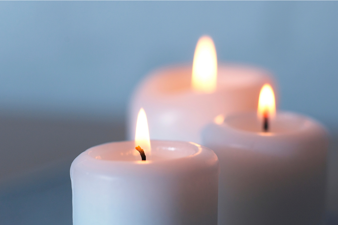 three lit candles