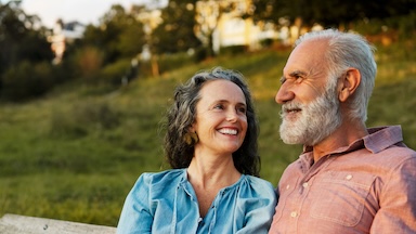 couple sitting together outside