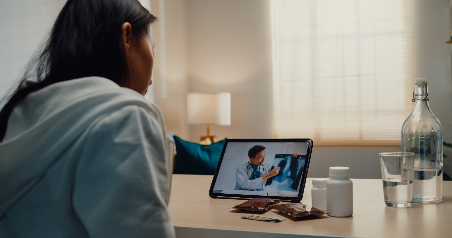 patient getting information online from doctor with virtual visit