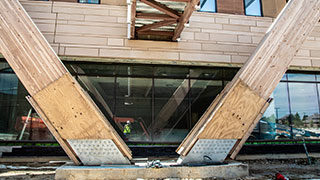 Glulams under contruction at the new UT Southwestern Frisco building.